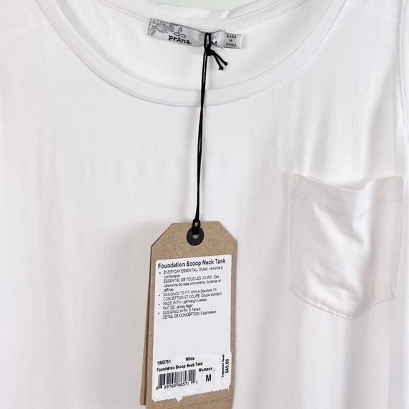 NWT Prana Foundation Scoop Neck Pocket Tank stop in White - Picture 6 of 8